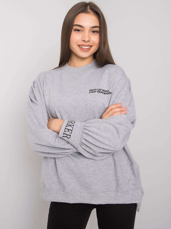 Fashionhunters Grey melange cotton sweatshirt