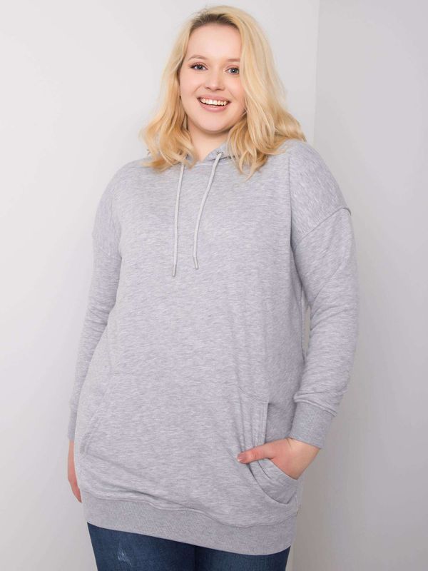 Fashionhunters Grey melange cotton sweatshirt