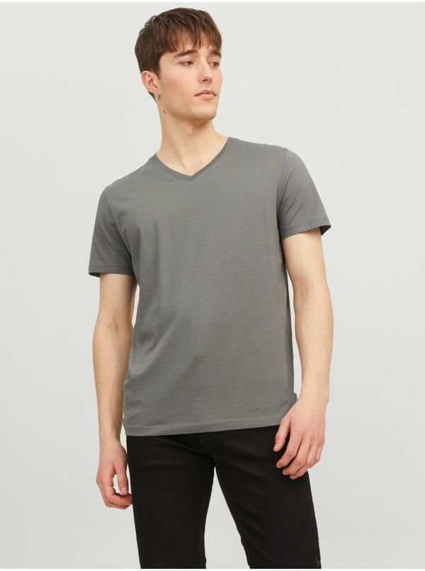 Jack & Jones Grey Mens Basic T-Shirt Jack & Jones Organic - Men