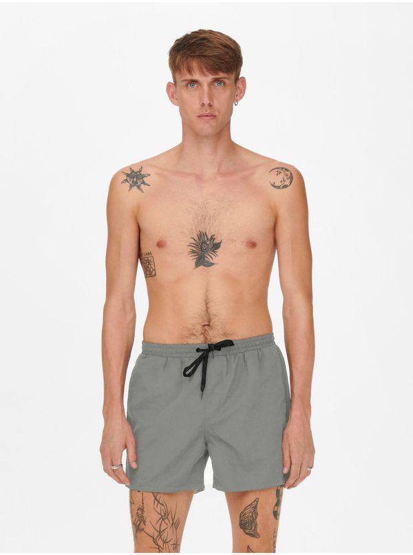 Only Grey Mens Swimwear ONLY & SONS Ted - Men