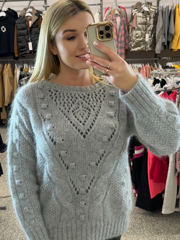 By o la la Grey openwork sweater By o la La