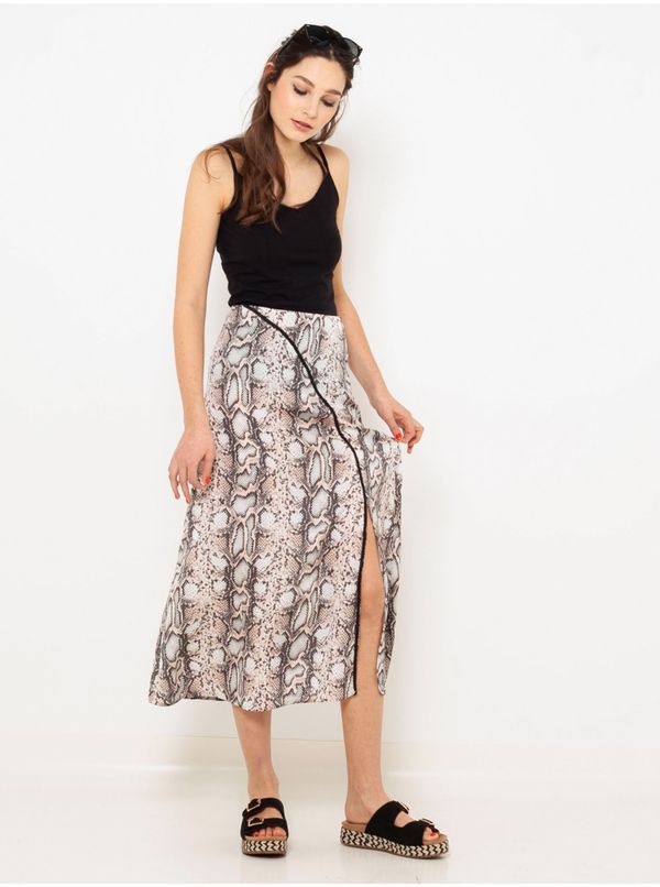 CAMAIEU Grey patterned skirt with slit CAMAIEU - Women
