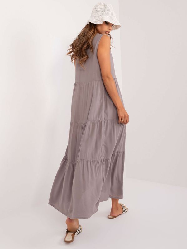 Fashionhunters Grey summer dress with ruffles SUBLEVEL
