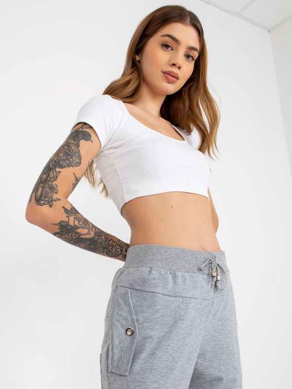 Fashionhunters Grey women's sweatpants with pockets