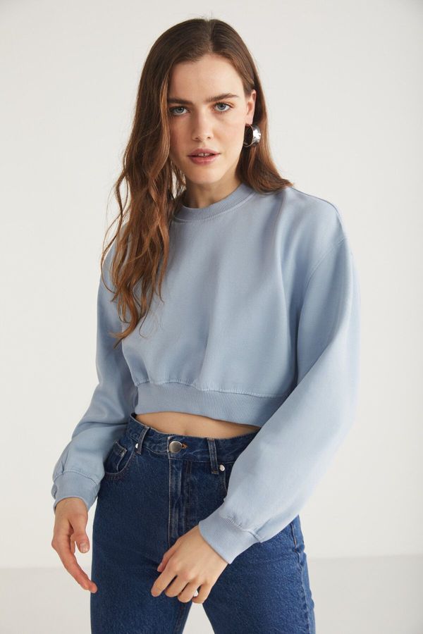 GRIMELANGE GRIMELANGE AMY Women's 100% Organic Cotton Blue Sweatshirt