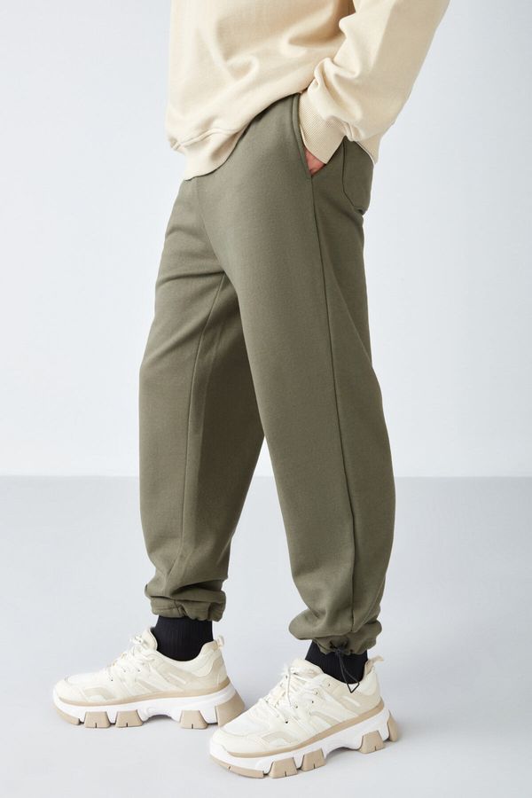GRIMELANGE GRIMELANGE Internal Men's Stopper Elastic Comfort Fit Soft Fabric Khaki Sweatpant