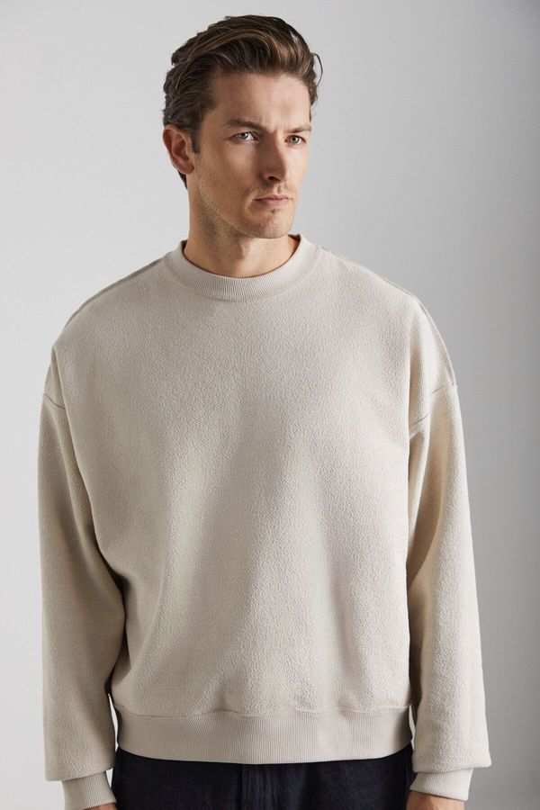 GRIMELANGE GRIMELANGE Jevon Men's 100% Cotton Beige Sweatshirt