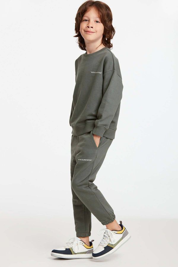 GRIMELANGE GRIMELANGE Majuro Boy's Embroidered Dark Gray Tracksuit Se