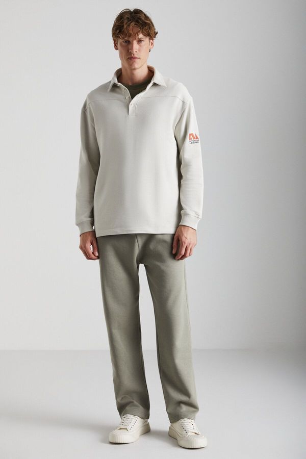 GRIMELANGE GRIMELANGE Onyeka Men's 100% Cotton Stone Color Sweatshir