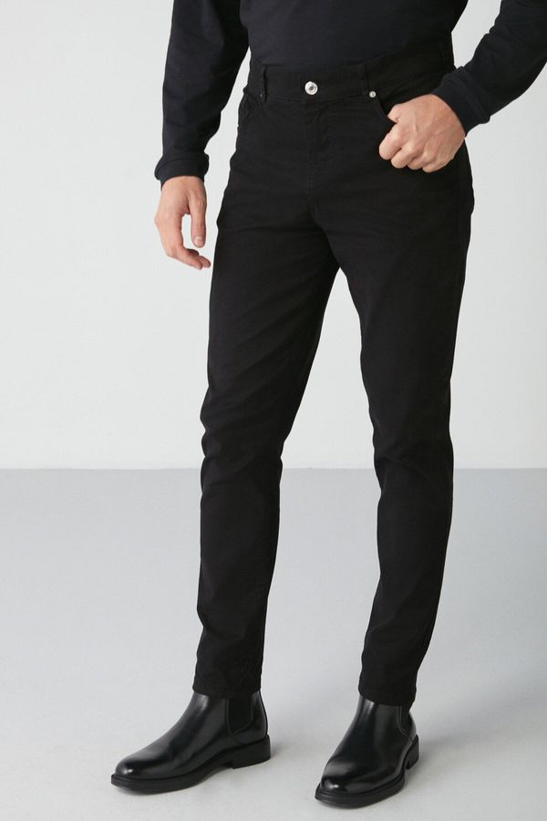 GRIMELANGE GRIMELANGE Raves Men's Chino Cotton Elastane Fabric Black Trousers