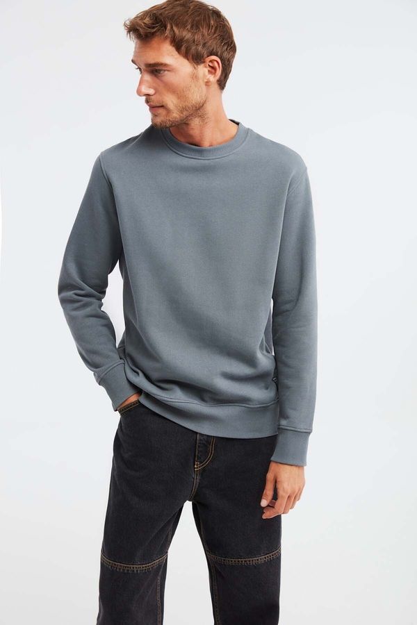 GRIMELANGE GRIMELANGE Travis Men's Soft Fabric Regular Fit Round Collar Dark Gray Sweatshir