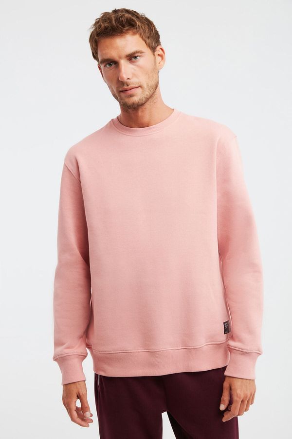 GRIMELANGE GRIMELANGE Travis Men's Soft Fabric Regular Fit Round Collar Pink Sweatshir