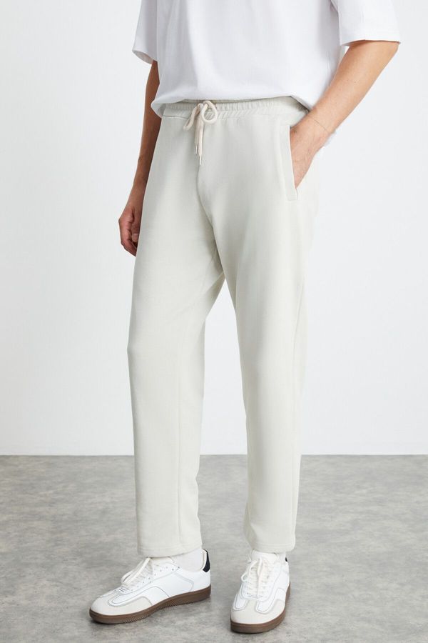 GRIMELANGE GRIMELANGE WENDER Men's 100% Organic Cotton 3 Thread Non-raised Elastic Waist Gray Sweatpant