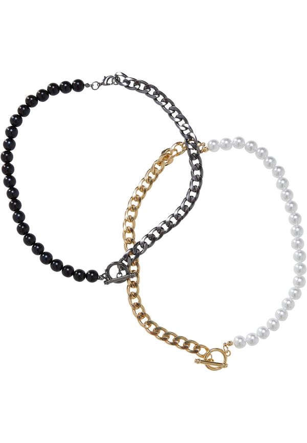 Urban Classics Accessoires Half Pearl Exchange Necklace 2-Pack Gold/Gunmetal