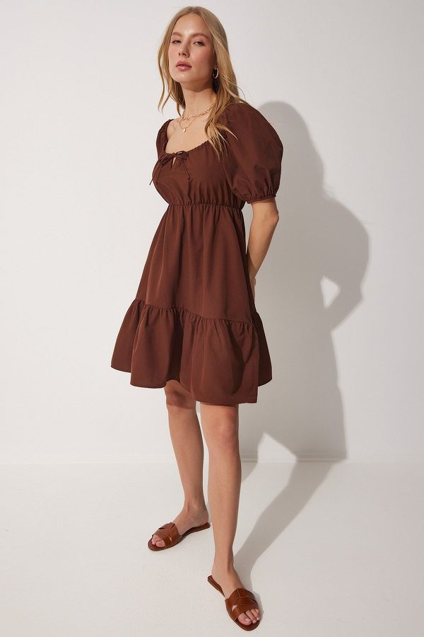 Happiness İstanbul Happiness İstanbul Gathered Collar Flared Poplin Dress