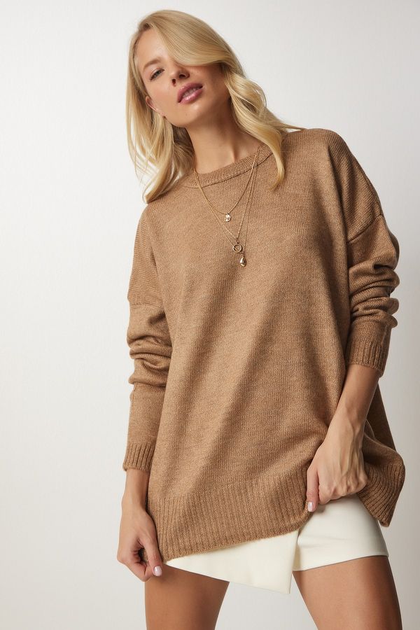 Happiness İstanbul Happiness İstanbul Women's Biscuit Crew Neck Oversize Knitwear Sweater