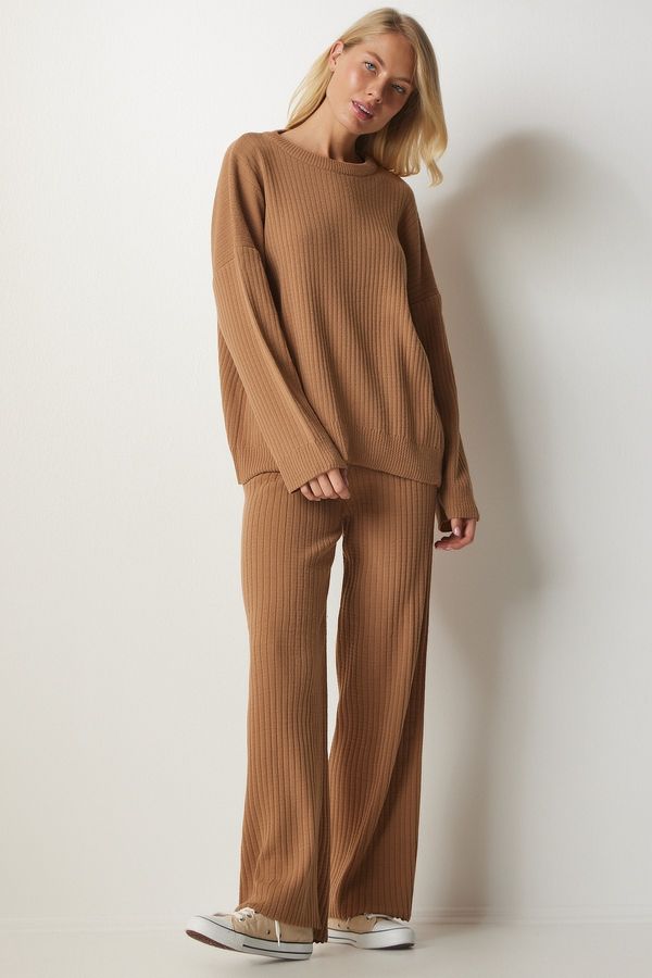 Happiness İstanbul Happiness İstanbul Women's Biscuit Knitwear Sweater Pants Suit