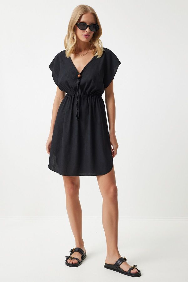 Happiness İstanbul Happiness İstanbul Women's Black Knitted Beach Dress