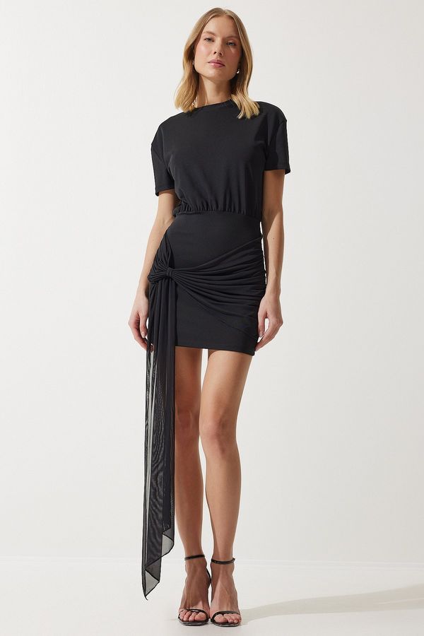 Happiness İstanbul Happiness İstanbul Women's Black Tulle Detailed Mini Dress