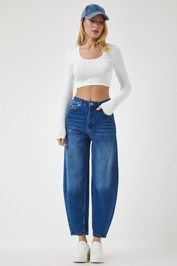 Happiness İstanbul Happiness İstanbul Women's Blue High Waist Baggy Jeans