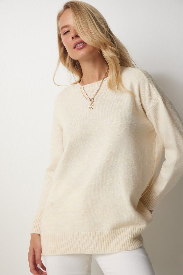 Happiness İstanbul Happiness İstanbul Women's Bone Oversize Knitwear Sweater