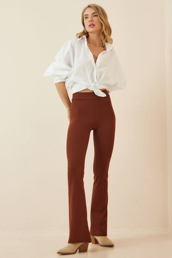Happiness İstanbul Happiness İstanbul Women's Brown Camisole Knitted Pants