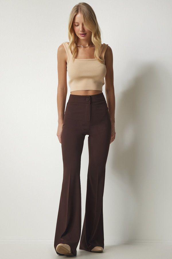Happiness İstanbul Happiness İstanbul Women's Brown Flared Leg Pants