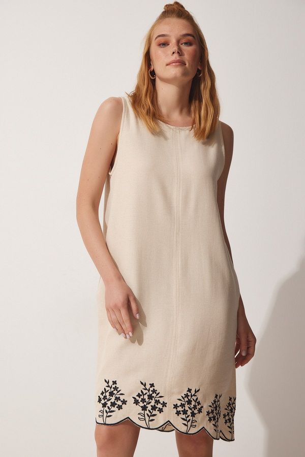 Happiness İstanbul Happiness İstanbul Women's Cream Embroidered Summer Bell Dress