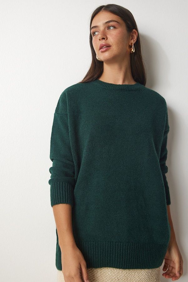 Happiness İstanbul Happiness İstanbul Women's Dark Green Oversize Knitwear Sweater
