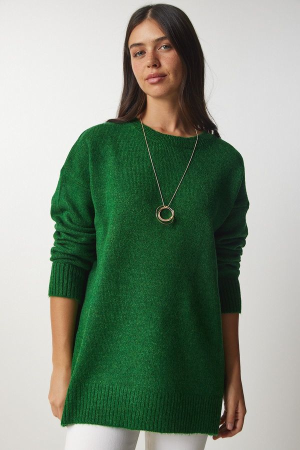 Happiness İstanbul Happiness İstanbul Women's Emerald Green Oversize Knitwear Sweater