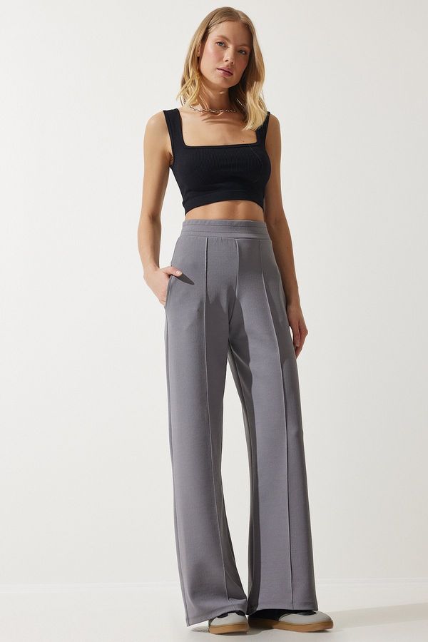 Happiness İstanbul Happiness İstanbul Women's Gray Flexible Palazzo Trousers