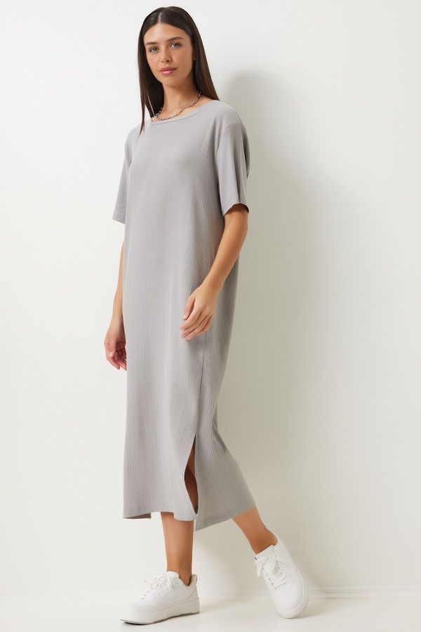 Happiness İstanbul Happiness İstanbul Women's Gray Loose Long Casual Knitted Dress