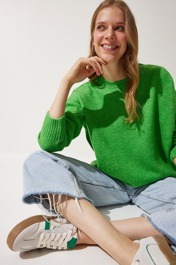 Happiness İstanbul Happiness İstanbul Women's Green Oversize Knitwear Sweater