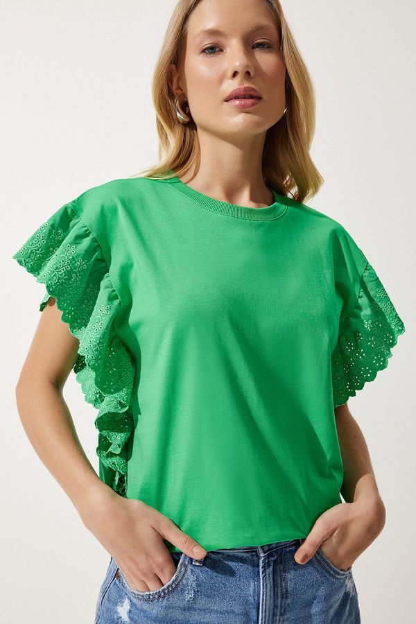 Happiness İstanbul Happiness İstanbul Women's Green Scalloped Knitted Blouse