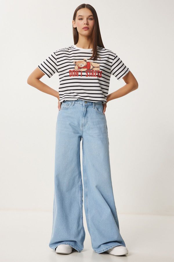 Happiness İstanbul Happiness İstanbul Women's Light Blue Mid Waist Wide Leg Jeans