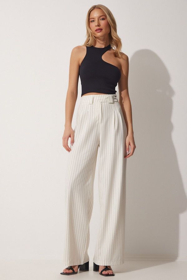 Happiness İstanbul Happiness İstanbul Women's Light Cream Pleated Wide Leg Pants