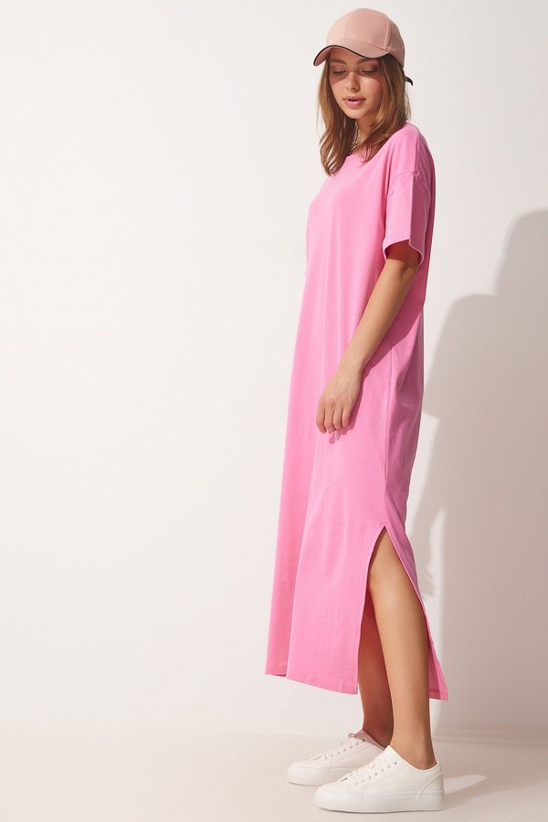 Happiness İstanbul Happiness İstanbul Women's Light Pink Cotton Combed Daily Casual Dress