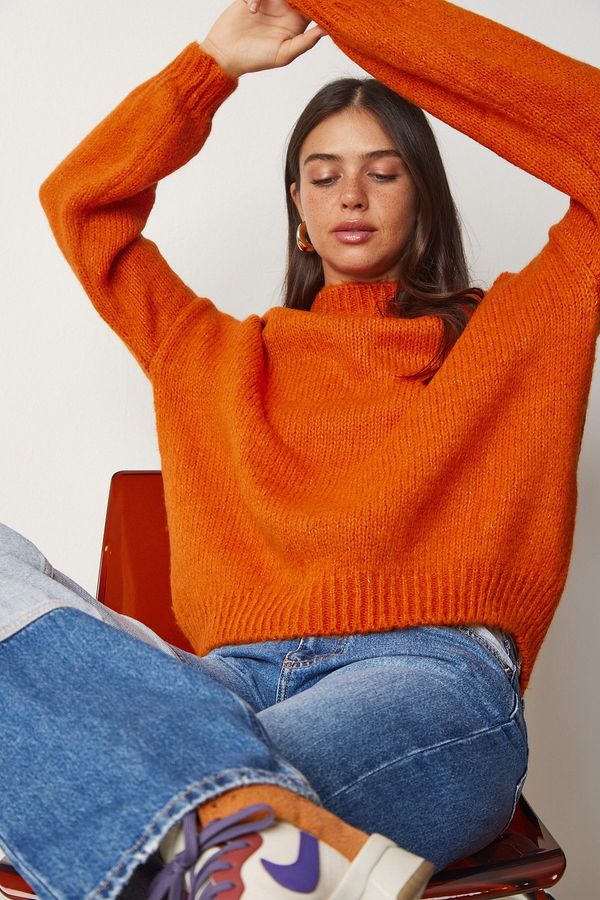 Happiness İstanbul Happiness İstanbul Women's Orange High Neck Basic Knitwear Sweater