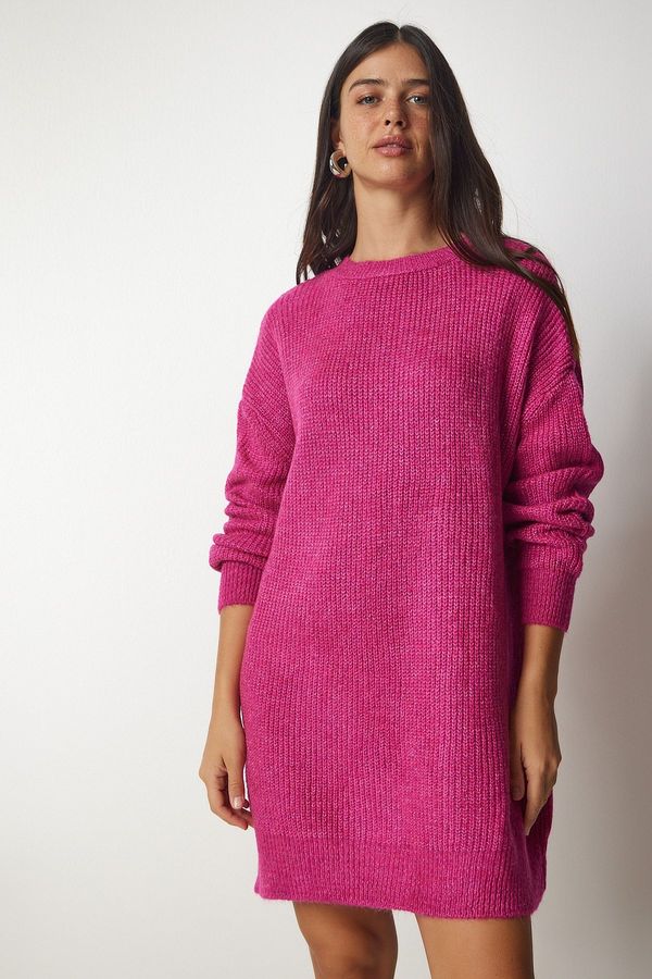Happiness İstanbul Happiness İstanbul Women's Pink Oversize Long Basic Knitwear Sweater