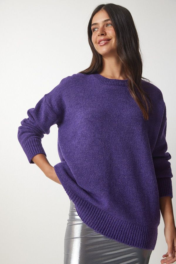 Happiness İstanbul Happiness İstanbul Women's Purple Oversize Knitwear Sweater