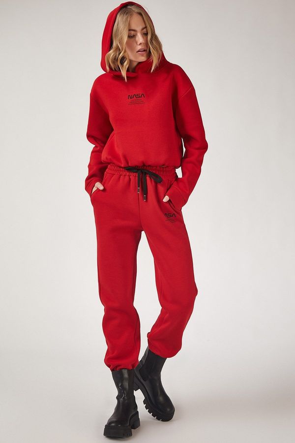 Happiness İstanbul Happiness İstanbul Women's Red Nasa Printed Fleece Tracksuit