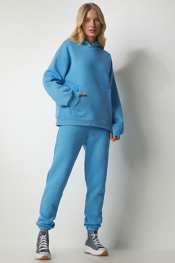 Happiness İstanbul Happiness İstanbul Women's Sky Blue Hooded Raised Tracksuit