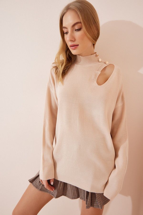 Happiness İstanbul Happiness İstanbul Women's Vanilla Cut Out Detail Knitwear Sweater