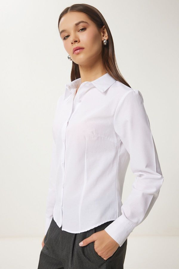 Happiness İstanbul Happiness İstanbul Women's White Button Basic Shirt
