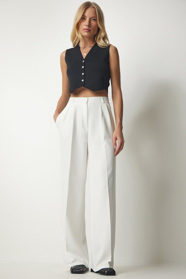 Happiness İstanbul Happiness İstanbul Women's White Palazzo Pants with Pockets