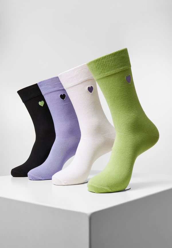 Urban Classics Heart Socks 4-Pack Black+Lilac+Lime+White