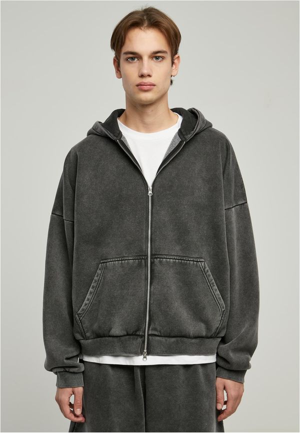 Urban Classics Heavy Stone Washed 90's Zip Hoodie Black