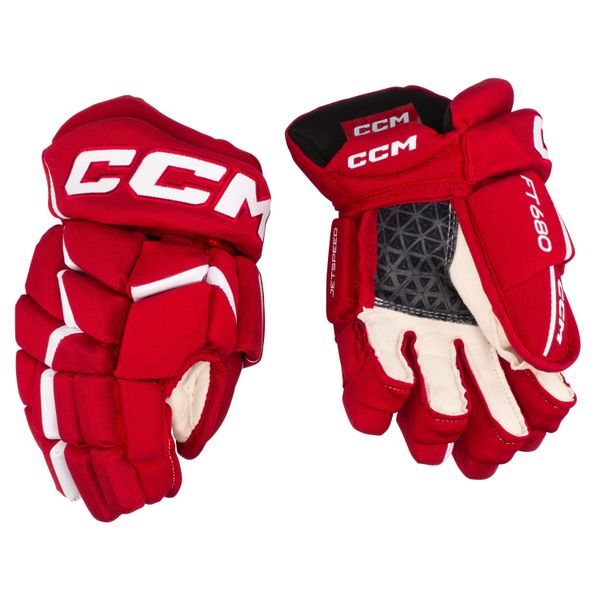 CCM Ice Hockey Gloves CCM JetSpeed FT680 Red/White Junior 12 Inch