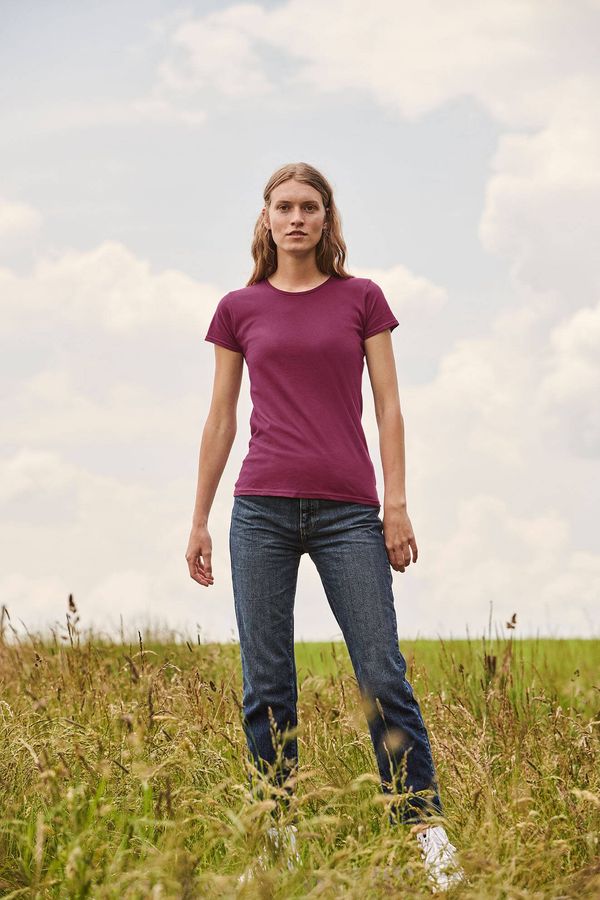 Fruit of the Loom Iconic Burgundy Women's T-shirt in combed cotton Fruit of the Loom