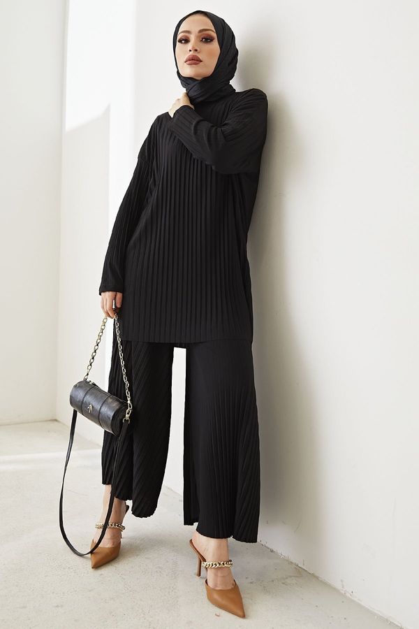 InStyle InStyle Mila Pleated Trousers Tunic Double Suit - Black